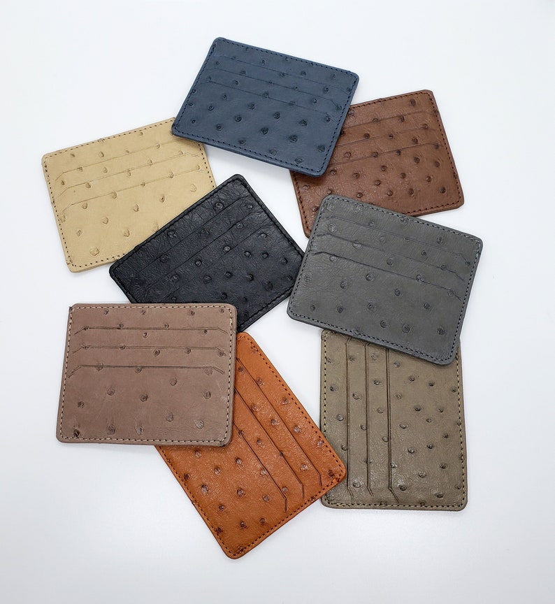 Ostrich Leather 2sided Credit Card Wallet Minimalist Wallet Etsy