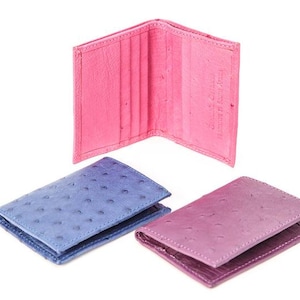 Straußenleder Mini Geldbörse, minimalistische Brieftasche