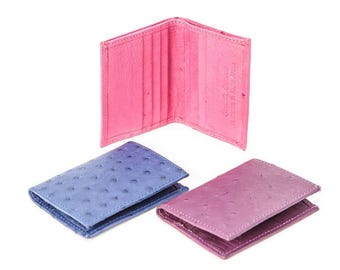 Ostrich Leather Mini Wallet, minimalist billfold