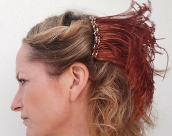 Ostrich Feather Hair Piece/ Comb/ Clip