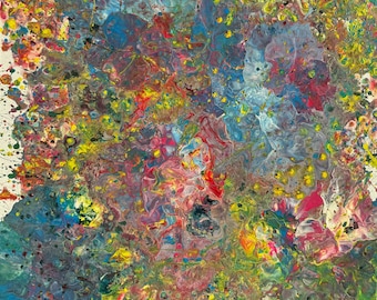 Dipinto astratto floreale colorato – “Giardino dell’anima”, tela acrilica testurizzata, opera d’arte moderna espressiva da parete 24x24 pollici