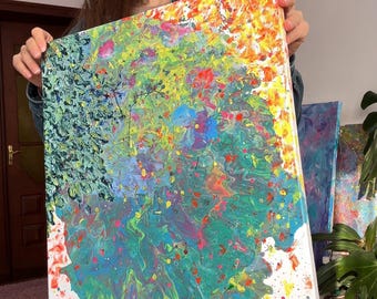 Dipinto originale unico, arte acrilica materica, arte murale simbolica moderna, sfaccettata – Tela unica nel suo genere 12 × 16 pollici