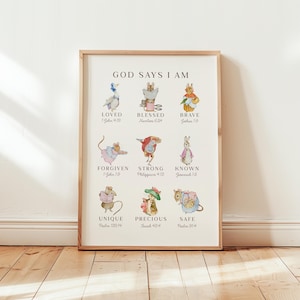 Beatrix Potter Christian Wall Art, Playful Bible Verse Decor (Digital Download)