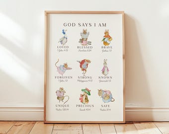 Beatrix Potter Christian Wall Art, Playful Bible Verse Decor (Digital Download)
