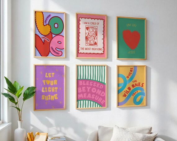 Christian Nursery Prints, Bible Verse Kids Room Decor (Digital Download Set of 6)