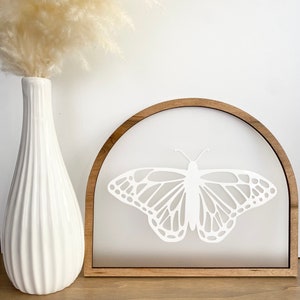 Boho Butterfly Arch Wood and Arcylic Nursery Floating Sign Style Decor