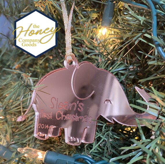 baby's first christmas elephant ornament
