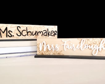 Teacher Name Standing Desk Name Plate Sign Custom Gift For School Staff