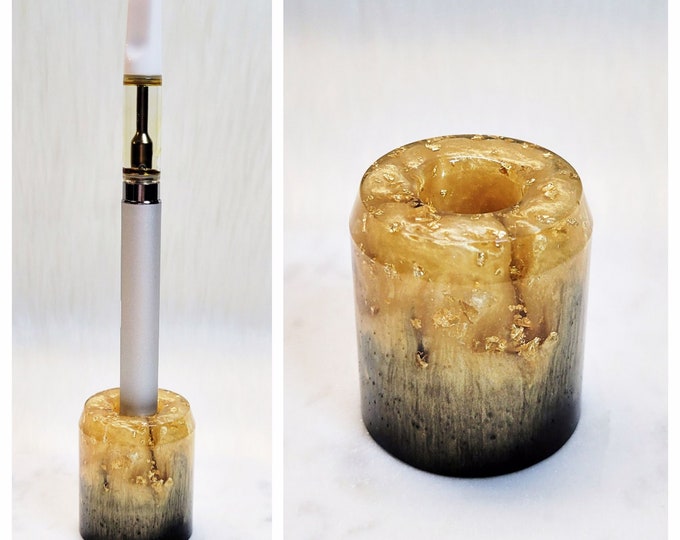 Vape Pen Stand Vape Pen Holder Handmade Charcoal Black and Gold Single