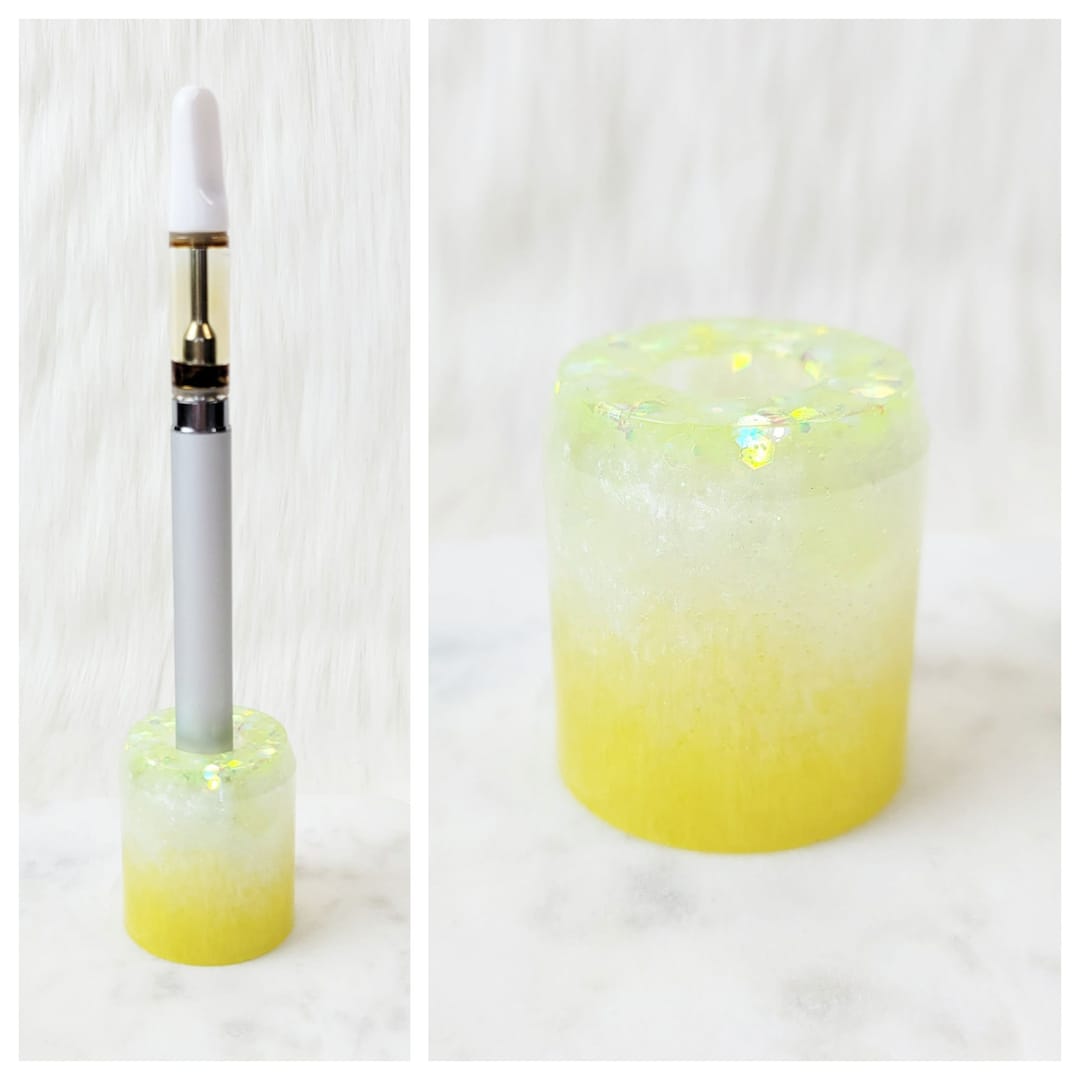 Vape Pen Stand Vape Pen Holder Handmade Lemon Yellow and White With