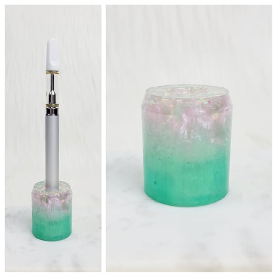 Vape Pen Stand Vape Pen Holder Pastel Mint Green and Pink W Holo Glitter  Single Vape Pen Stand Dab Pen Holder Toothbrush Holder Razor Stand