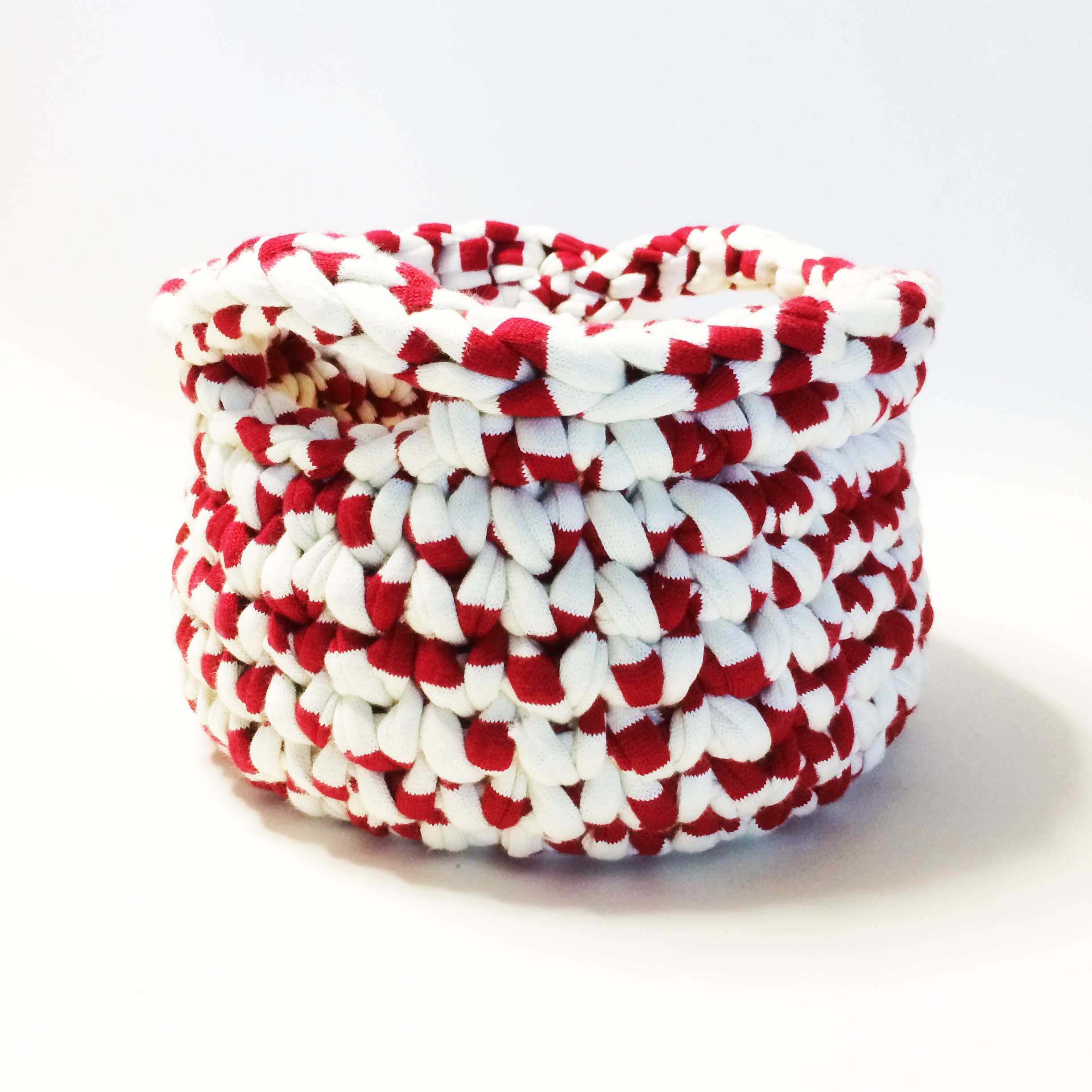 Grand Panier avec Anses - Rouge & Beige