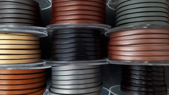 lanière cuir plat 5 mm  de grande qualité européenne