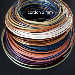 Cordon 2 mm en cuir rond de grande qualité européenne image 1