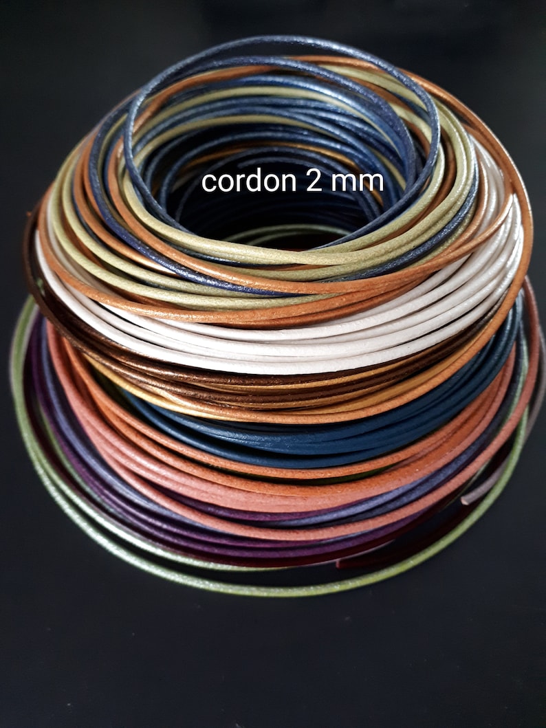 Cordon 2 mm en cuir rond de grande qualité européenne image 1