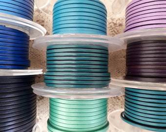 Cinturino in pelle piatta blu da 3 mm di alta qualità europea