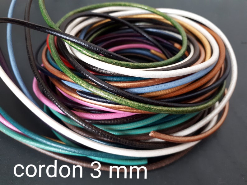 3 mm round cord in high quality European leather image 1