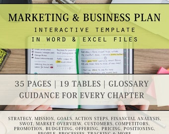 Modèle de marketing, de promotion et de plan d’affaires | | de planification du marketing mix Word et Excel personnalisables avec tableaux | Outils pour les petites entreprises