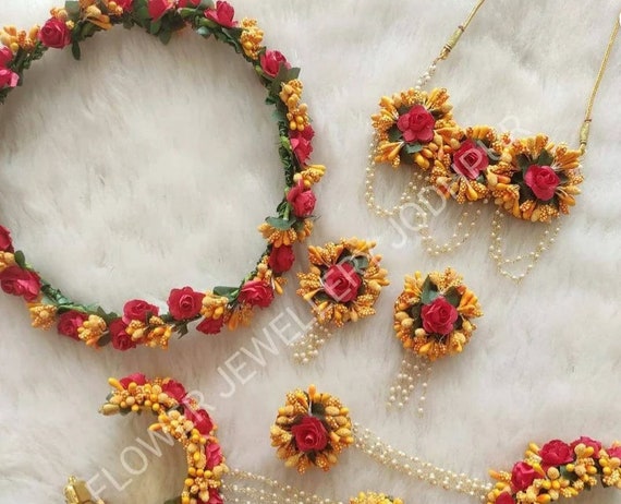 Buy Traditional Yellow Flower Jewellery Set For Women Online In India At  Discounted Prices
