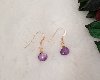 Amethyst earrings, 14k gold filled earrings, gemstone earrings with gold, dangle earrings