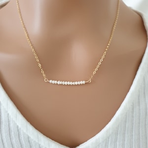 Süßwasserperlen Halskette, 14k gold filled Kette, zierliche Halskette für Frauen, Brautschmuck