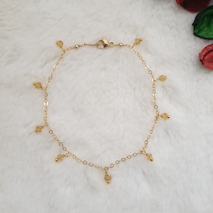 Bracelet de cheville en citrine, bracelet en citrine, chaîne en gold filled 14 carats, bracelet de cheville en pierres précieuses pendantes, bracelet délicat pour femme