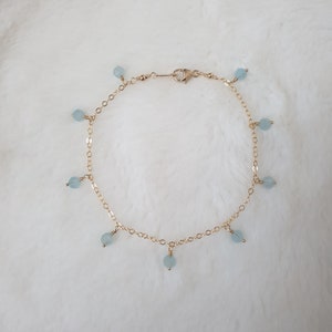 Aquamarine bracelet, Aquamarine anklet, 14k gold filled ankle bracelet, dangle bracelet, dainty anklet