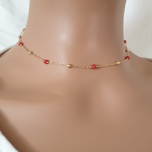 Koralle Halskette, Edelstein Chocker, vergoldete Halskette, Halsketten für Frauen
