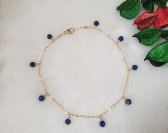 Lapis lazuli bracelet, Lapis lazuli anklet, dainty bracelet for ankle, anklet for women