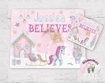 Unicorn placemat---Kids-Personalized-Placemat-for-Christmas Christmas gifts