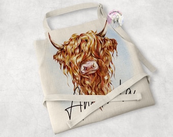 HIGHLAND COW Apron | Cute Cow Pinny | Highland Cow Pinny | Christmas Highland Cow Apron | Scottish Highland Cow | Christmas Cow gift for mum