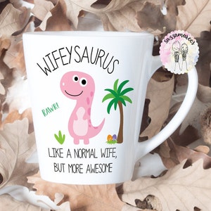 WIFE WIFEY GIFT | Wife Latte Mug | Wifeysaurus | Birthday Christmas Gift for Girlfriend Wife Fiancee | Bad Influence Mug | Anniversary gift