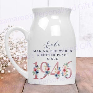 80th Birthday Gift | Making the world a better place since 1946 | 80s | 80| 80th Birthday Gift | born in 1946|Ceramic 80th Flower Pot FLORAL