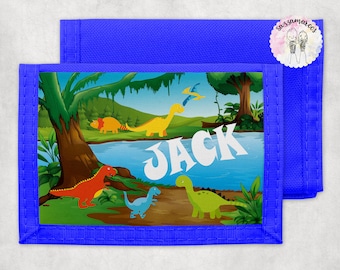 Personalised Dinosaur Wallet | Kids Dinosaur Wallet | Kids Purse | Blue Wallet | Dinosaur Wallet | Boys Blue Wallet | Toddler gift | Unisex