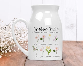 Grandma's Garden Flower Pot | Birthday Christmas gift for Grandma Granny Nanny Nana  Gran Mummy Mum | Birth Flower Jug | Custom Mothers Day