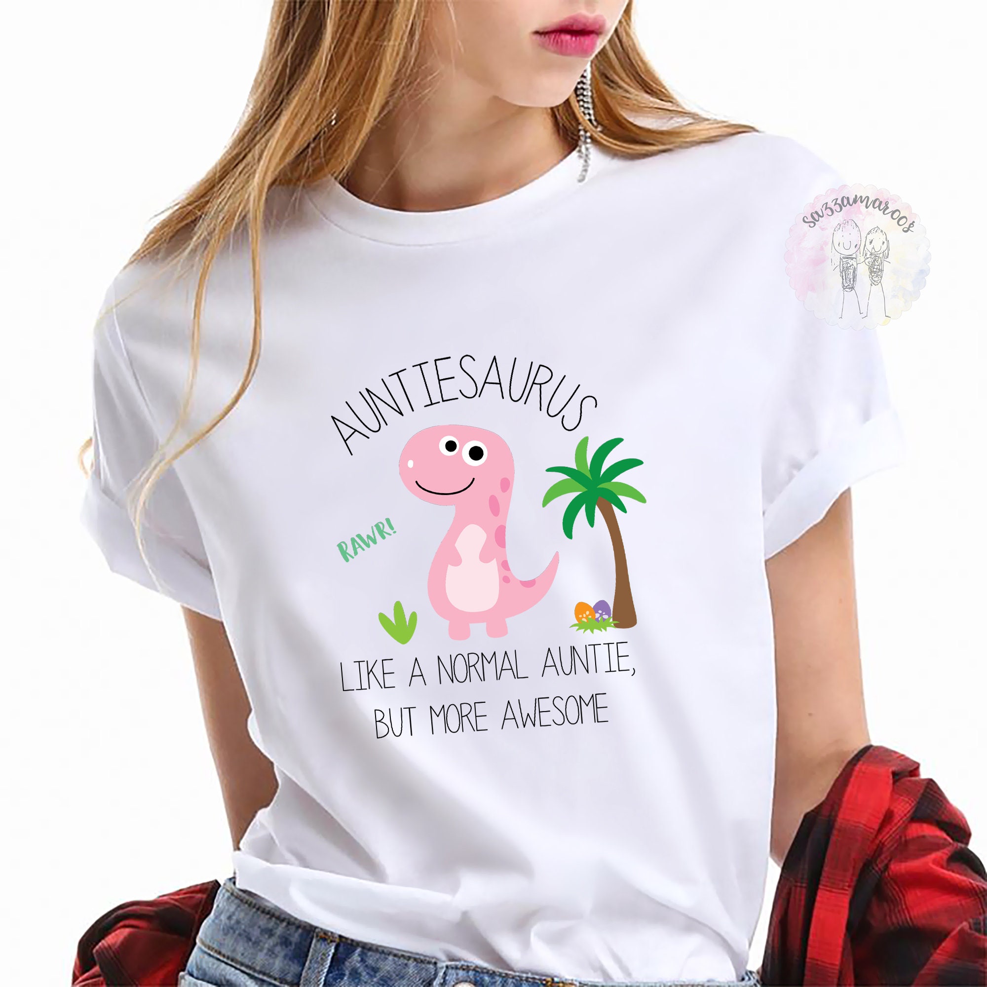 Womens Auntiesaurus Mix Flower Mother's Day Shirt Womens Auntiesaurus Mix Flower Mother's Day Shirt