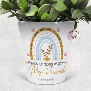 TEACHER GIFT | Teacher Plant Pot | Personalised Teacher Planter | Thank you for helping me grow | Teacher appreciation gift | YELLOW Rainbow