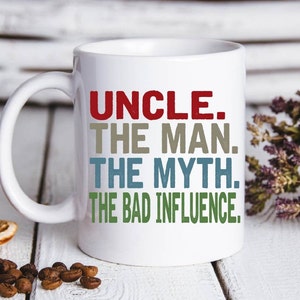 OOM CADEAU | Oom Mug | De man de mythe De slechte invloed | Verjaardag kerstcadeau voor oom | Oom Knobhead | Bad Influence Mok Grappig