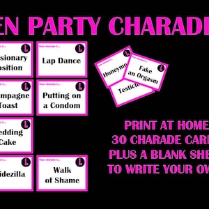 HEN PARTY CHARADES Print at Home Printable Hen Party Games Bachelorette ...