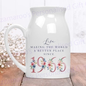 70th Birthday Flower Pot | Making the world a better place since 1956 | Happy 70th Birthday |70s| 70 | 70th | 70th Birthday Gift,1956 FLORAL image 6