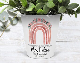 Personalised Teacher Plant Pot | Teacher gift| Thank you for helping me grow | Teacher appreciation gift | teacher present | End of year