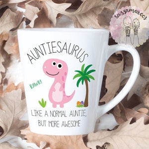 AUNTIE GIFT | Auntie Latte Mug | Auntiesaurus| Auntie Dinosaur Mug | Birthday Christmas Gift for Aunt|  Bad Influence Mug | Funny Sister Mug