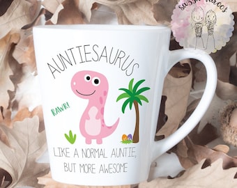 AUNTIE GIFT | Auntie Latte Mug | Auntiesaurus| Auntie Dinosaur Mug | Birthday Christmas Gift for Aunt|  Bad Influence Mug | Funny Sister Mug