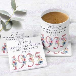 Tasse zum 90er Geburtstag | Die Welt zu einem besseren Ort machen seit 1935 | Alles Gute zum 90. Geburtstag | Geschenk für Omas 90 | 90er Geburtstag | 1935 | Blumen