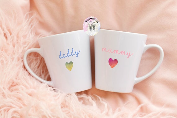Set of 2 Mummy and Daddy Latte Mugs| Mummy and Daddy Mugs| Gift for new parents| New Mummy Gift| New Daddy Gift| Mummy to Be| Daddy to Be|