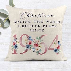 90th Birthday Gift Making the world a better place since 1934 Happy 90th Birthday 90s 90 90th Birthday Cushion 90th Pillow FLORAL image 5