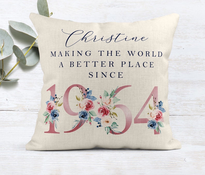 90th Birthday Gift Making the world a better place since 1934 Happy 90th Birthday 90s 90 90th Birthday Cushion 90th Pillow FLORAL image 5