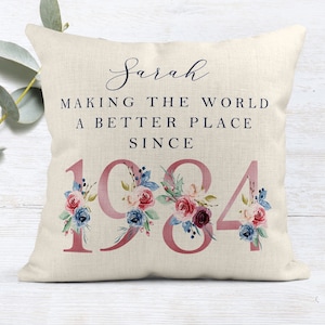 90th Birthday Gift Making the world a better place since 1934 Happy 90th Birthday 90s 90 90th Birthday Cushion 90th Pillow FLORAL image 7