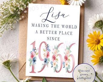 Tarjeta de semillas plantables para 60.º cumpleaños / Haciendo del mundo un lugar mejor desde 1966 / Tarjeta ecológica con semillas plantables / Tarjeta con semillas de flores silvestres