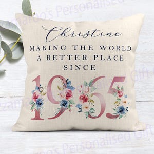 60.Geburtstag Geschenk | Die Welt zu einem besseren Ort machen seit 1965 | Alles Gute zum 60. Geburtstag | 60er Jahre | 60 | 60er Geburtstagskissen |60er Jahre Kissen FLORAL